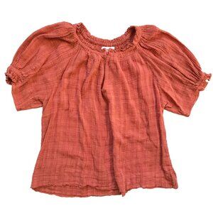 Apiece Apart Kasin Top Shirt Blouse Womens Small Terracotta Orange Short Sleeve